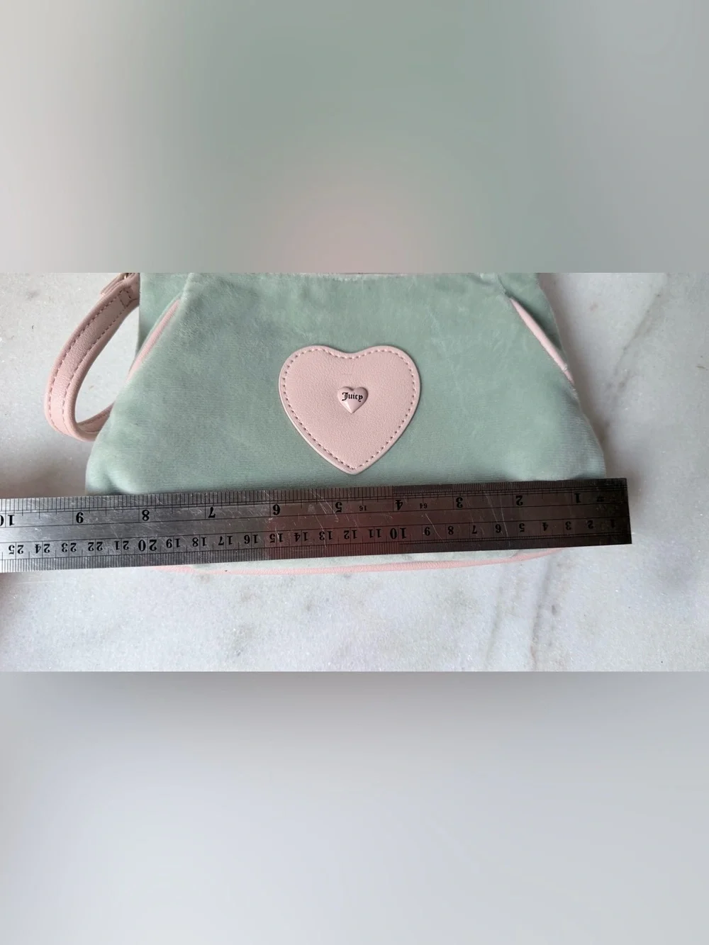 Juicy Couture Mint and Pink Embroidered Crest mini Bag Scottie dod